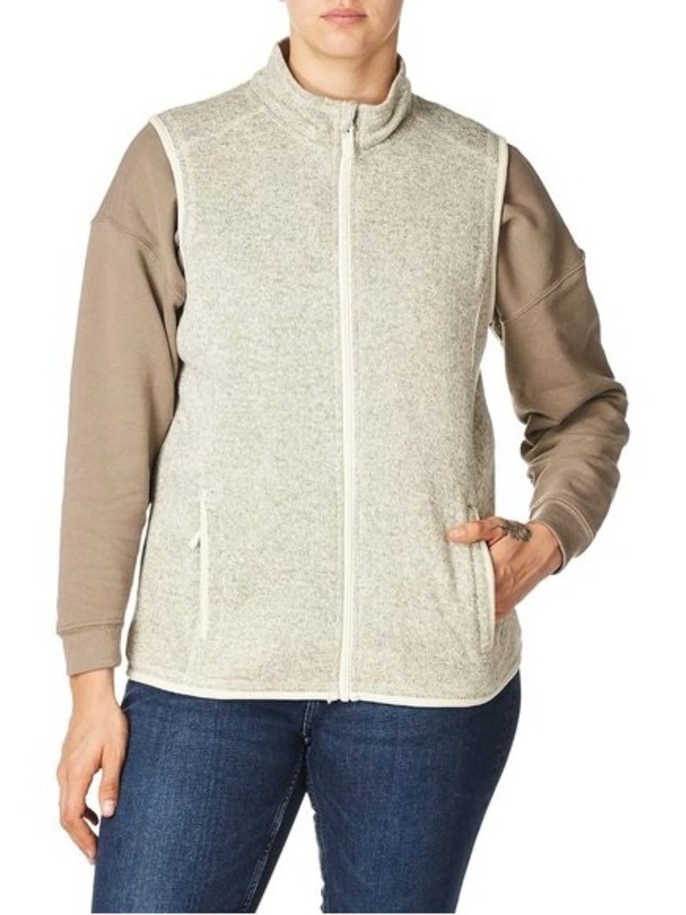Equipment Light Gray Zip-Front Fleece Vest